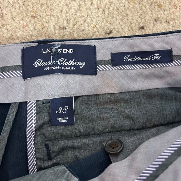 Lands’ End Navy Corduroy Pants Traditional Fit Cuffed Classic Size 38 x 27 Men's - Picture 4 of 4